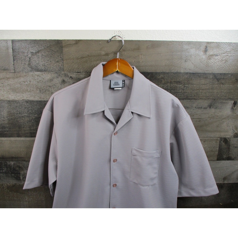 Vintage KIK WEAR Shirt Mens XL Gray Skater Grunge Baggy Camp Button Up Y2K USA